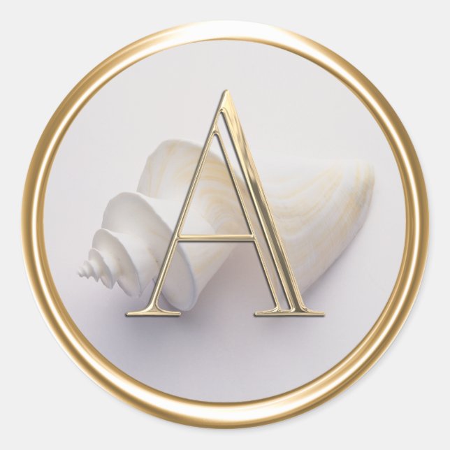 Sticker Rond TOUTES LES INITIALES Monogramme Shell Beach Océan  (Devant)