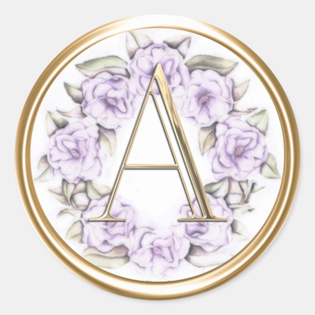 Sticker Rond TOUTES LES INITIALES Monogramme sur les pivoines v (Devant)