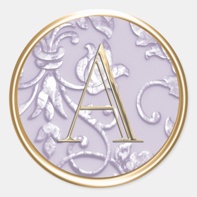Sticker Rond TOUTES LES INITIALES Or Monogramme Lavande Purple  (Devant)