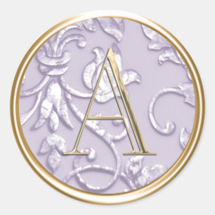 Sticker Rond TOUTES LES INITIALES Or Monogramme Lavande Purple 