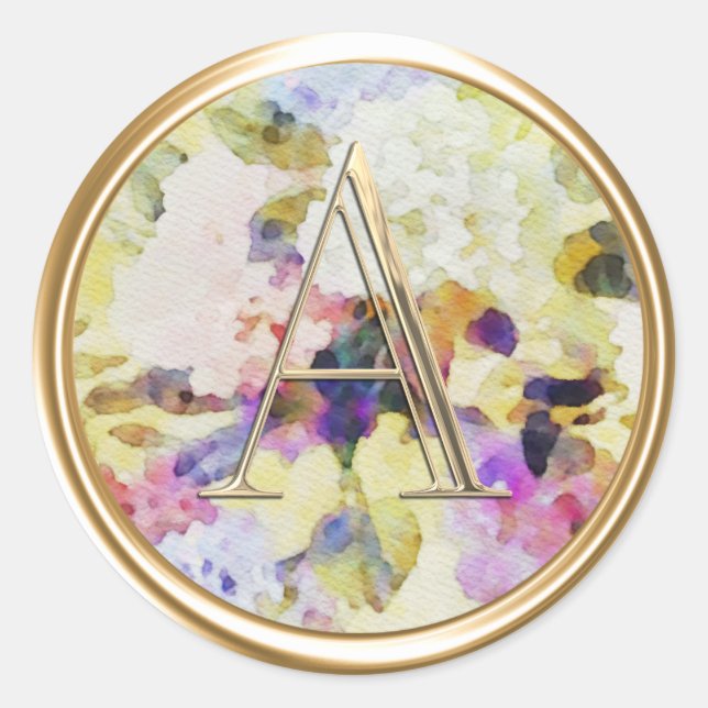 Sticker Rond TOUTES LES INITIALES Or Monogramme rose jaune Flor (Devant)