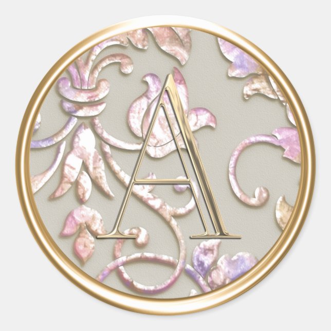 Sticker Rond TOUTES LES INITIATIVES Monogramme violet rose Peac (Devant)