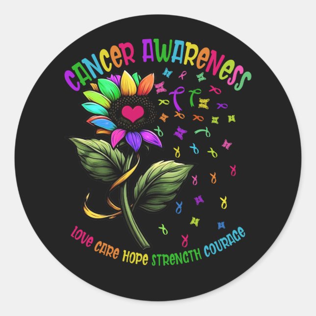 Sticker Rond Toutes Les Sensibilisation Au Cancer Luttent Contr (Devant)