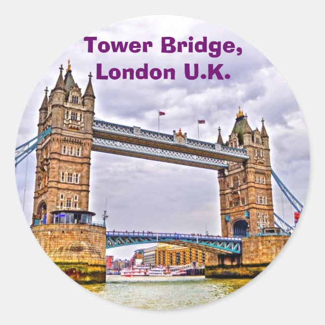 Sticker Rond Tower Bridge Londres, Angleterre Design d'art (Devant)