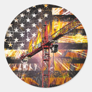 Sticker Rond Tower Crane Operator Flag