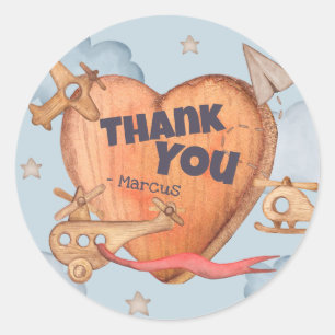 Sticker Rond Toy Avion Boy Anniversaire Merci