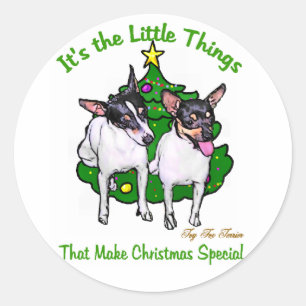 Sticker Rond Toy Fox Terrier Cadeaux de Noël