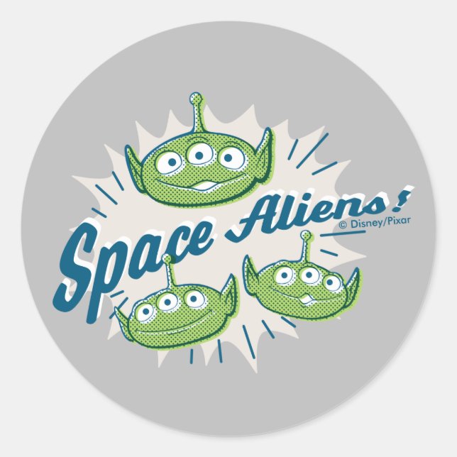 Sticker Rond Toy Story 4 | "Aliens spatiaux" Retro Graphic (Devant)