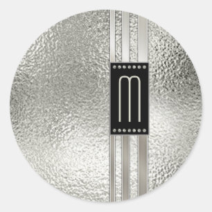 Sticker Rond Tracé métallique sur verre Monogramme Beige ID443
