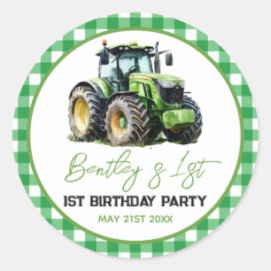Sticker Rond Tracteur 1er anniversaire Fun Farm