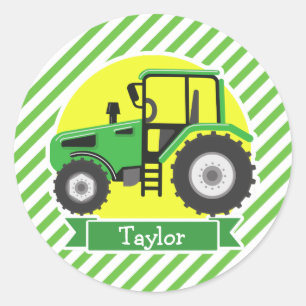 Sticker Rond Tracteur agricole vert avec jaune; vert et blanc