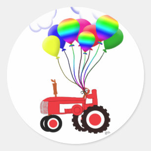 Sticker Rond Tracteur avec ballons