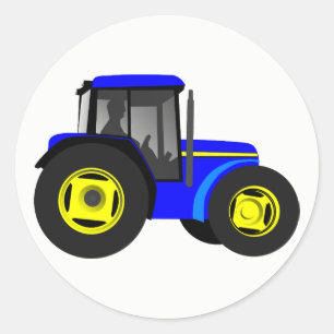 Sticker Rond Tracteur bleu illustré