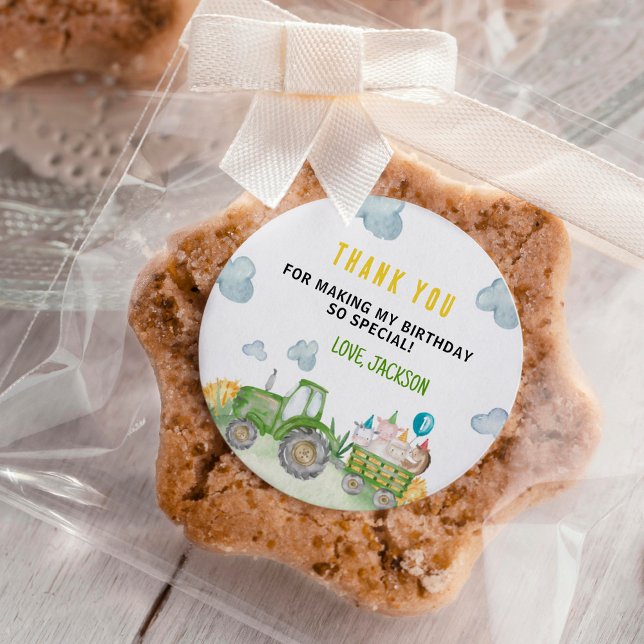 Sticker Rond Tracteur ferme animal fête d'anniversaire Favorise (Créateur téléchargé)