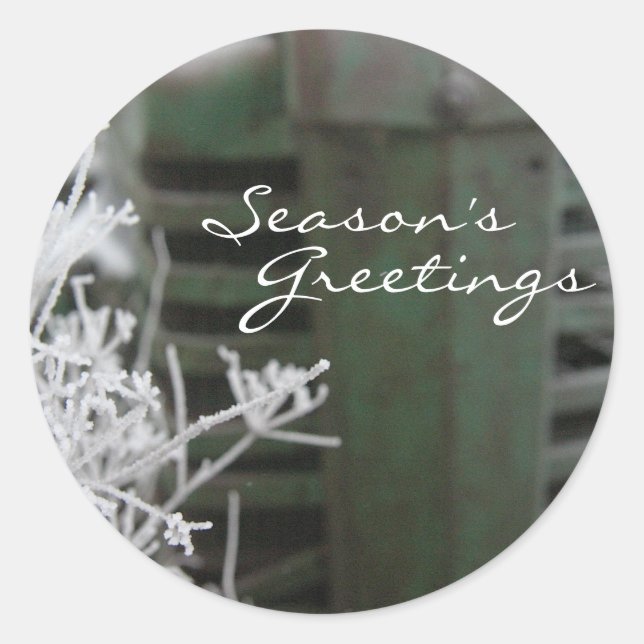 Sticker Rond Tracteur Noël Enveloppe Sceau : Vieux Grill Vert (Devant)