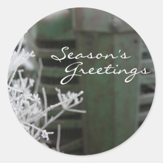 Sticker Rond Tracteur Noël Enveloppe Sceau : Vieux Grill Vert