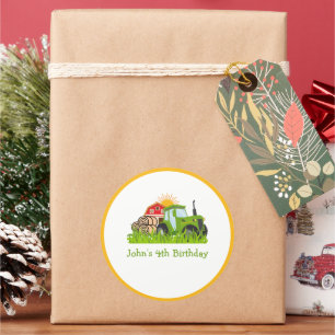 Sticker Rond Tracteur vert Décoration d'anniversaire sur le t