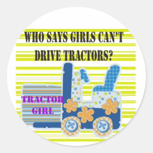 Sticker Rond Tractor Girl Tshirts et cadeaux