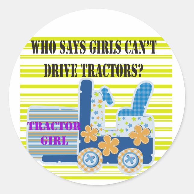 Sticker Rond Tractor Girl Tshirts et cadeaux (Devant)