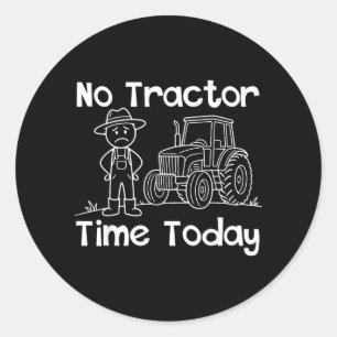 Sticker Rond Tractoriste drôle en temps de tracteur Art minimal