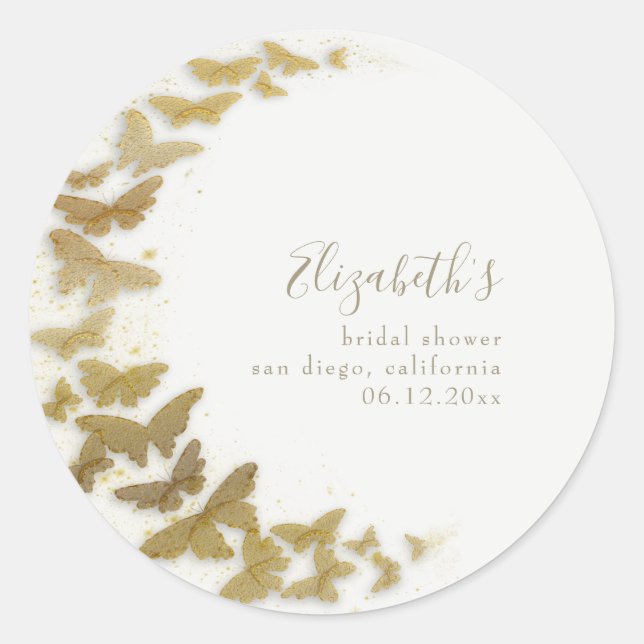 Sticker Rond Tradition moderne formelle Boho Gold Butterfly Bri (Devant)