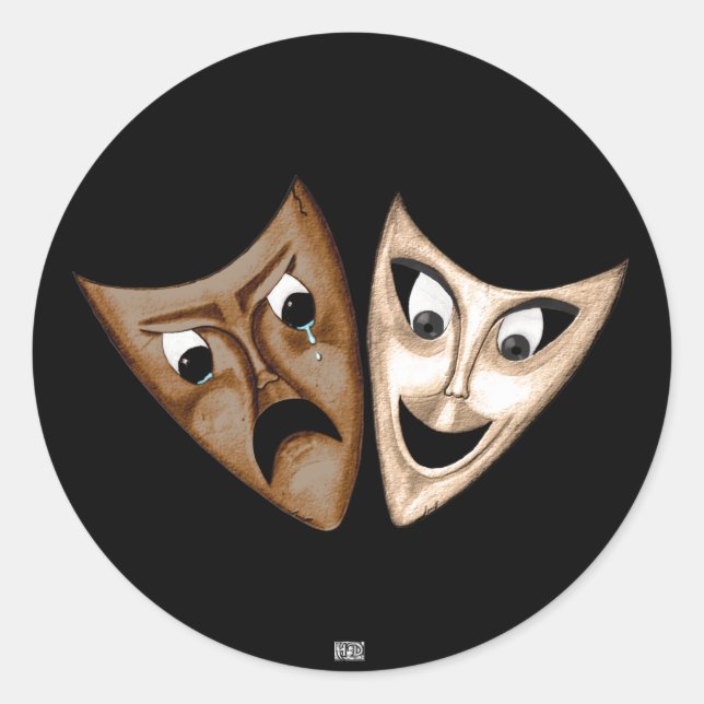 Sticker Rond Tragédie et comédie (Devant)