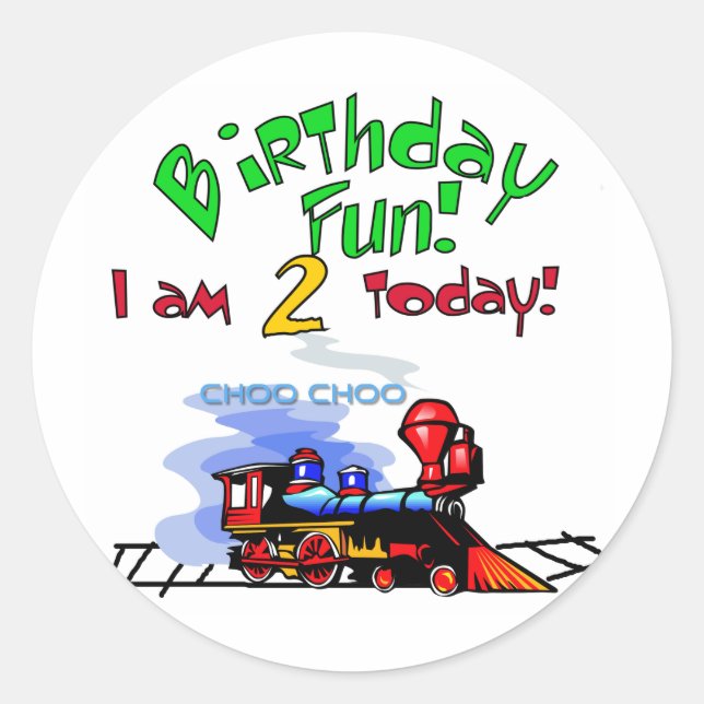 Sticker Rond Train 2e Anniversaire Tshirts et cadeaux (Devant)