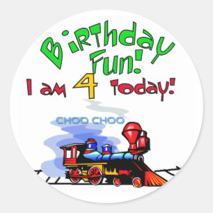 Sticker Rond Train 4th Birthday Tshirts et cadeaux