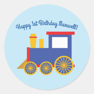 Sticker Rond Train Cute Choo-Choo 1er Anniversaire Thème
