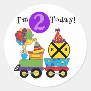 Sticker Rond Train d'anniversaire 2e T-shirts et cadeaux d'anni