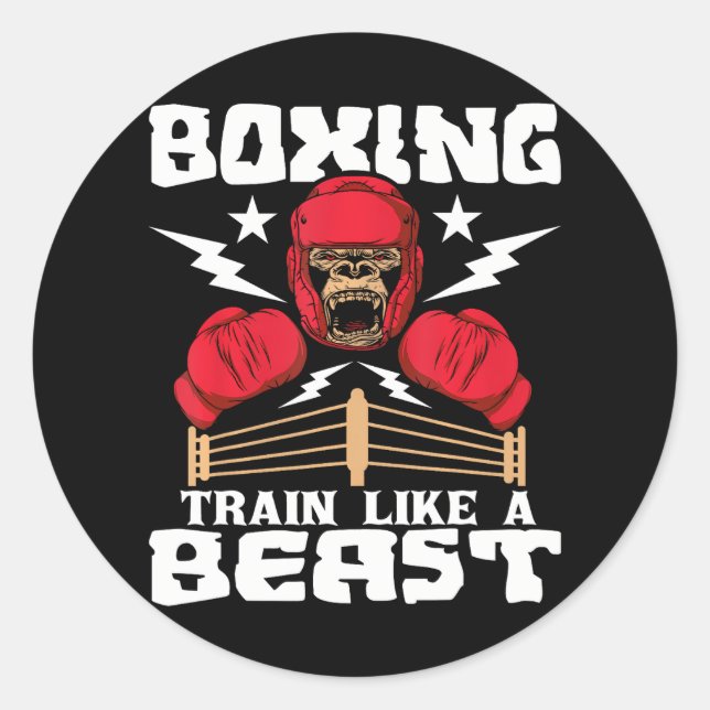 Sticker Rond Train De Boxe Comme Un Bête Kickboxing Kickboxer (Devant)