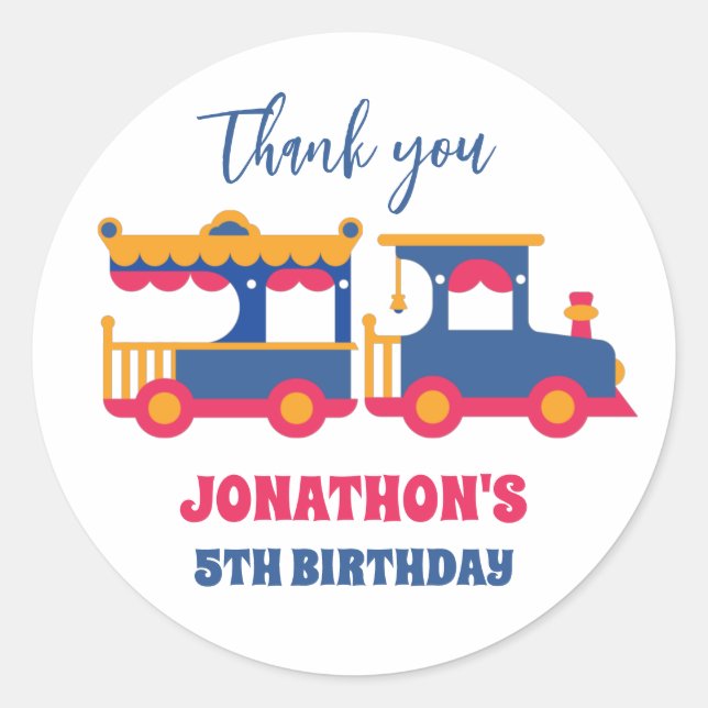 Sticker Rond Train de carnaval pour enfants fête d'anniversaire (Devant)