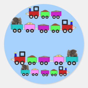 Sticker Rond Train Theme Anniversaire Fête en faveur