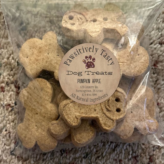 Sticker Rond Traite de chien Empreinte de patte (Custom Dog Treat Stickers)