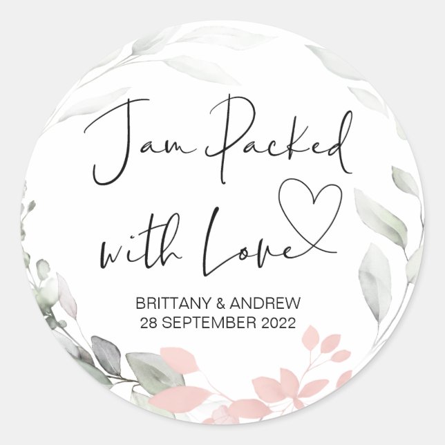 Sticker Rond Traitement De Mariage Jar Favor Jam Emballé D'Amou (Devant)