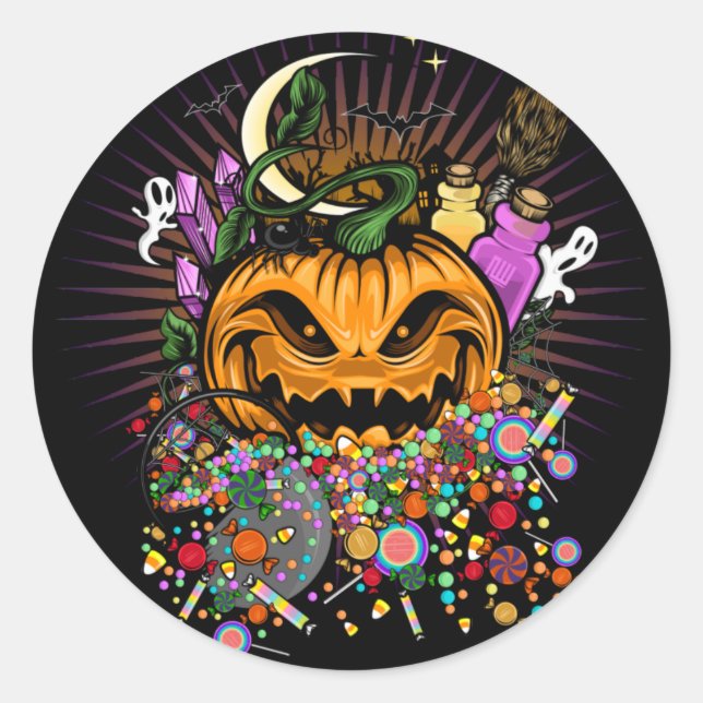 Sticker Rond Traitements d'Halloween (Devant)