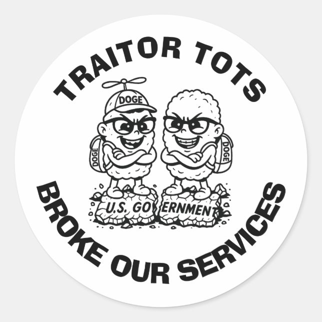 Sticker rond "TRAITOR TOKKE NOS SERVICES" (Devant)