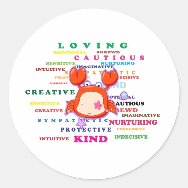 Sticker Rond Traits des signes du cancer du zodiaque (Devant)
