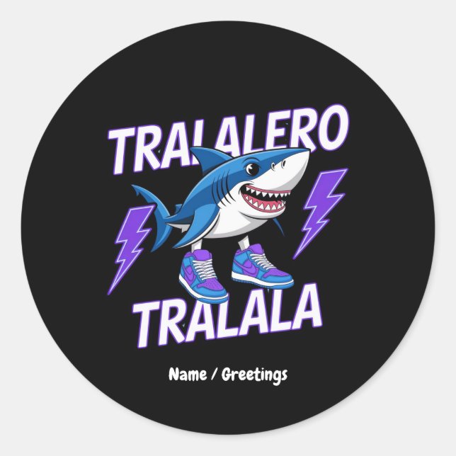 Sticker Rond Tralalero Tralala Bootleg Funny Shark meme Graphis (Devant)