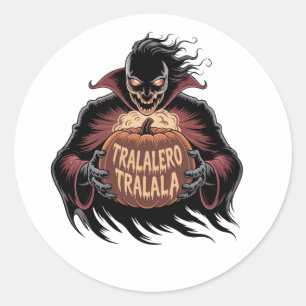 Sticker Rond Tralalero Tralala Vampire Citrouille Halloween