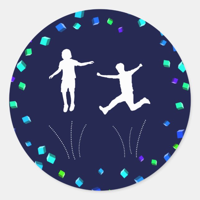 Sticker Rond Trampoline ou Bounce Party Cupcake Topper (Devant)