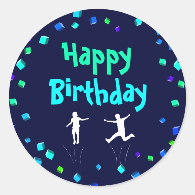 Sticker Rond Trampoline ou Bounce Party Cupcake Topper (Devant)