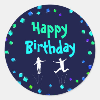 Sticker Rond Trampoline ou Bounce Party Cupcake Topper