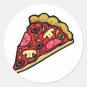 Sticker Rond Tranche de champignon et de pizza de pepperoni
