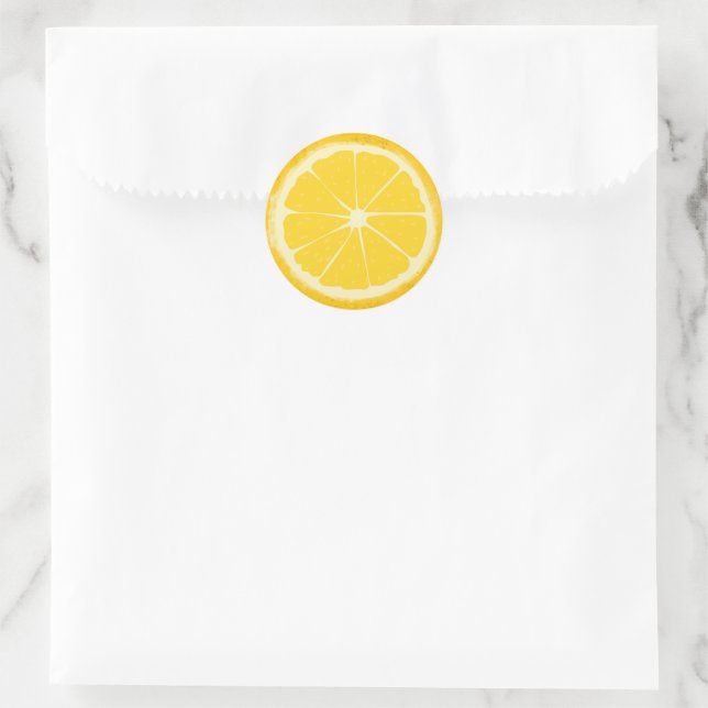 Sticker Rond Tranche de citron jaune rond fruit citrique  (Sac)