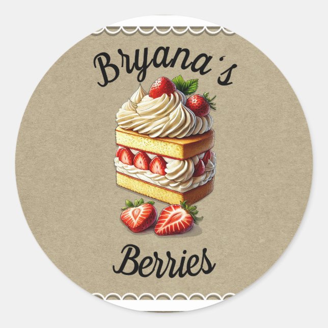 Sticker Rond Tranche de fraises de gâteau aux fraises  (Devant)