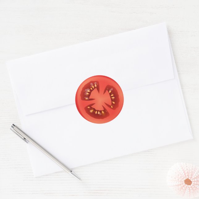 Sticker Rond Tranche de tomate rouge (Enveloppe)