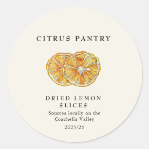 Sticker Rond Tranches de citron séchées Aquarelle