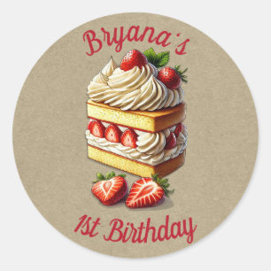 Sticker Rond Tranches de fraises à gâteau court