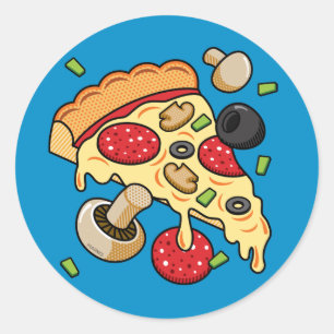 Sticker Rond Tranches de pizza avec garnitures